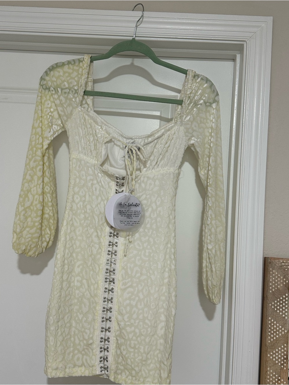 Cream Lace-Up Front Mini Dress